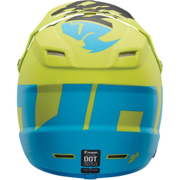 Thor Youth Sector Level Matte Electric Blue Lime Helmet Online Hot Sale - Image 4