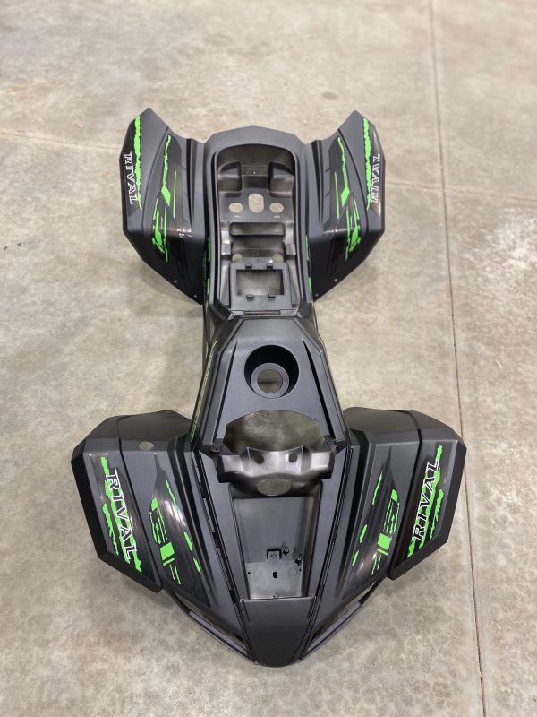 ATV Body Fender Kit - 2 Piece - Grey with Green - Coleman AT125-EX, Rival Trailhawk 10, Tao Tao REX For Discount